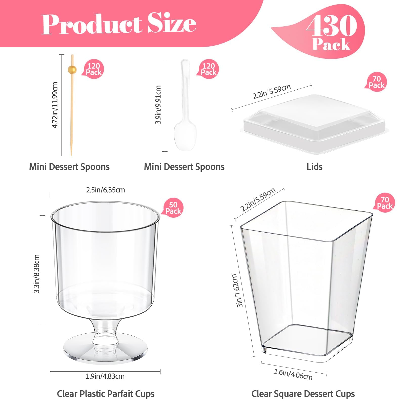 Fracurs copas postre cristal con base, perfectas para porciones individuales.