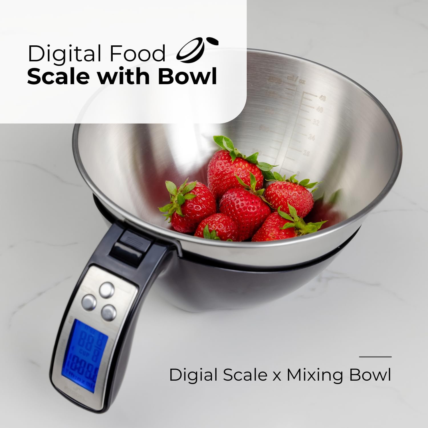 Fradel pesa digital con precisión en gramos y onzas para recetas exactas
