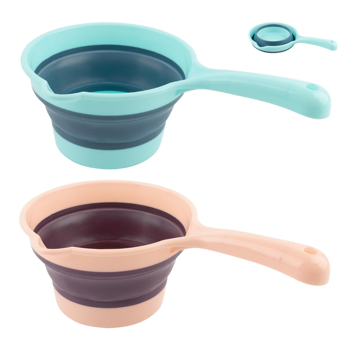 Framendino cucharón plegable en cocina, práctico para servir líquidos.