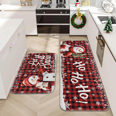 FRAMICS alfombra cocina navideña copos de nieve, protege el piso y añade estilo.