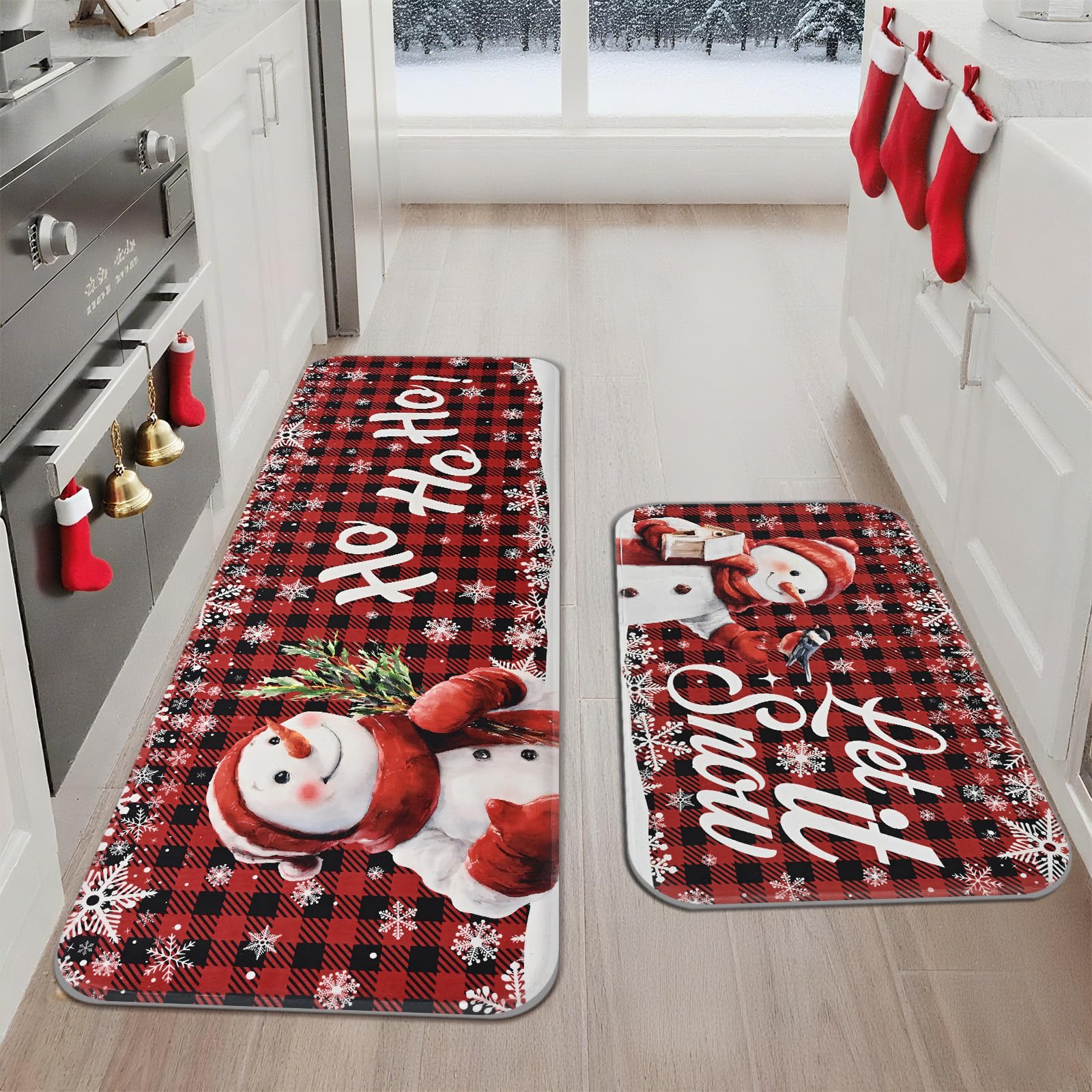 FRAMICS alfombra cocina navideña lavable, limpieza rápida y conveniente.