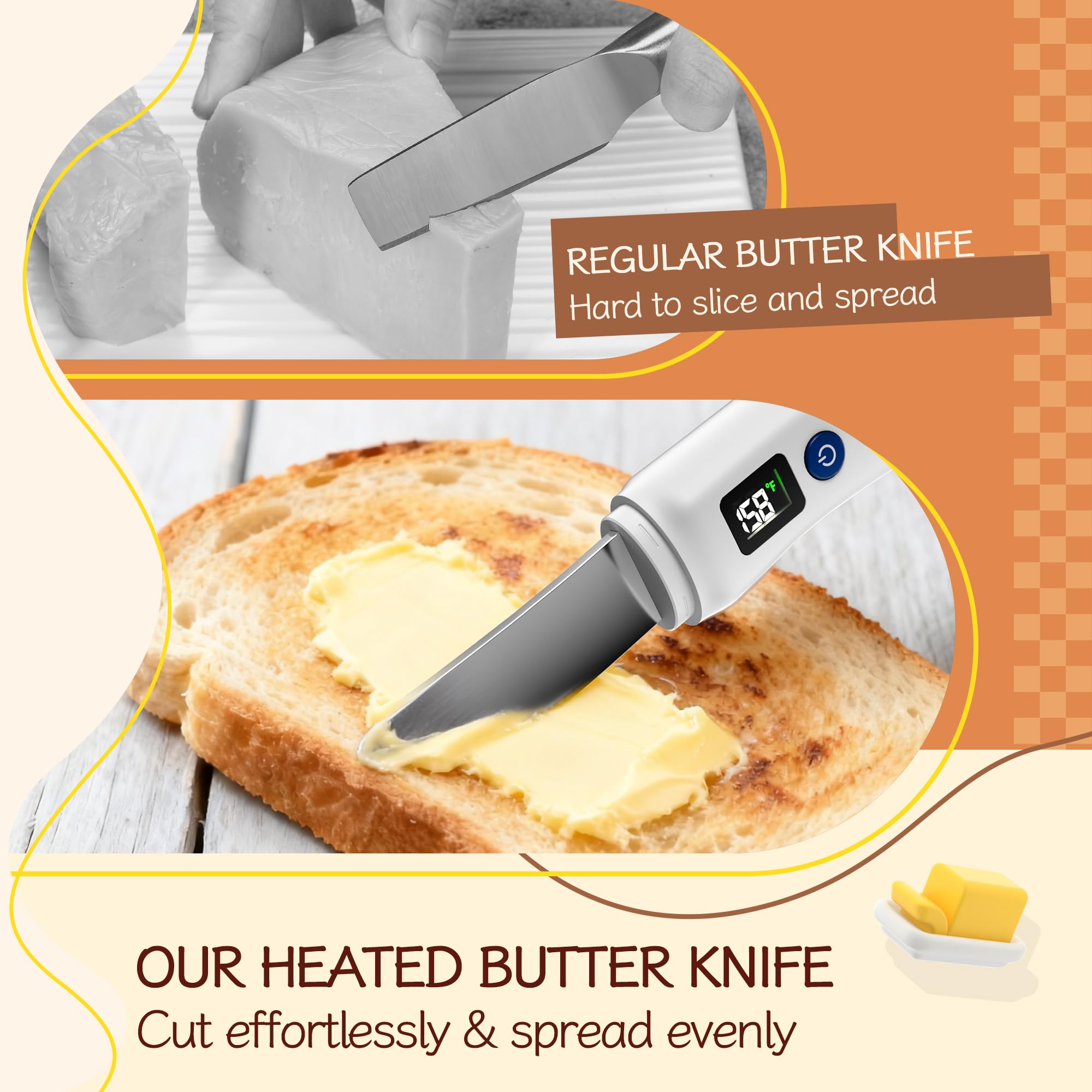 Frayo cuchillo calentador mango ergonómico para agarre cómodo.