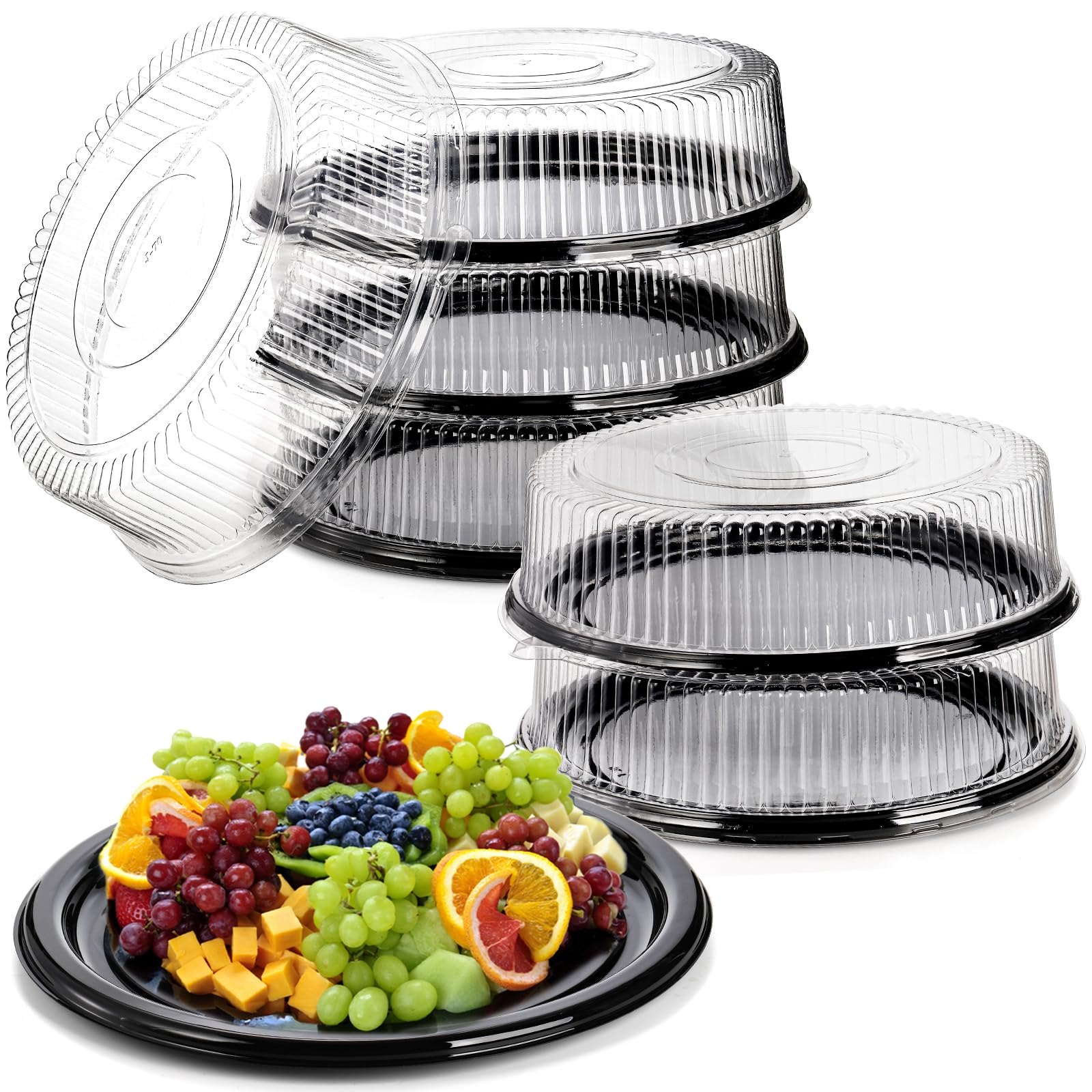 Frcctre bandeja para servir 16 pulgadas con tapa transparente, ideal para banquetes