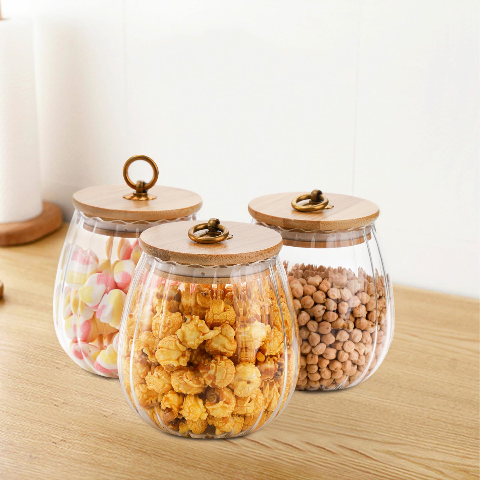Frcctre conjunto de frascos de vidrio de 740 ml, almacenamiento organizado y a la vista.