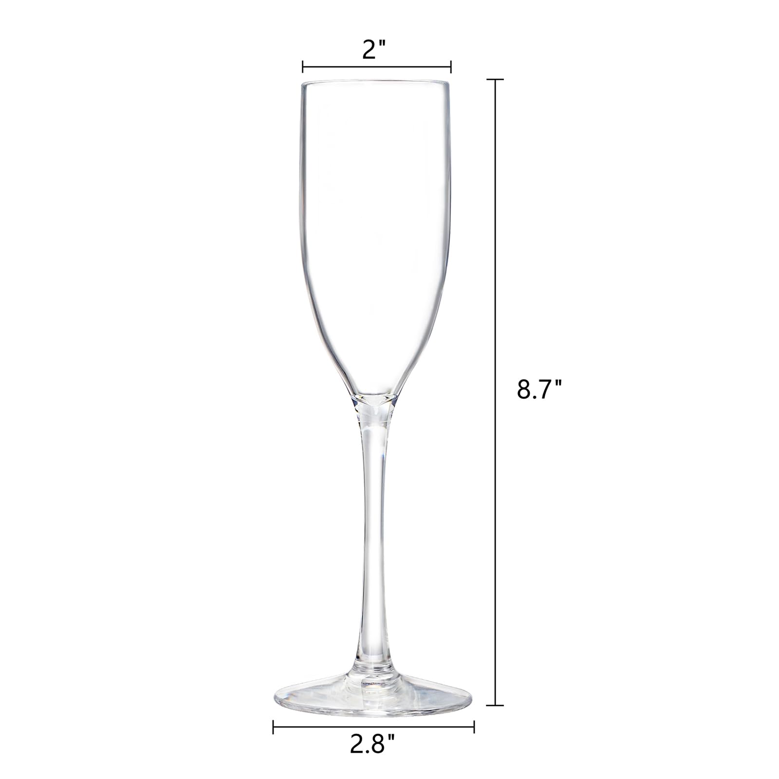 Frcctre vaso de champán plástico largo, ideal para brindis.