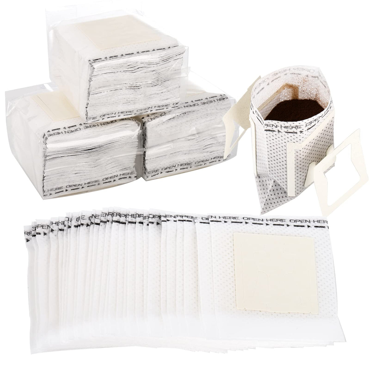 Frcctre filtro café desechable en empaque de 4 bolsas para casa u oficina