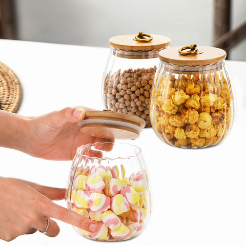 Frcctre frasco de vidrio para infusiones y hierbas secas, visión clara del contenido.