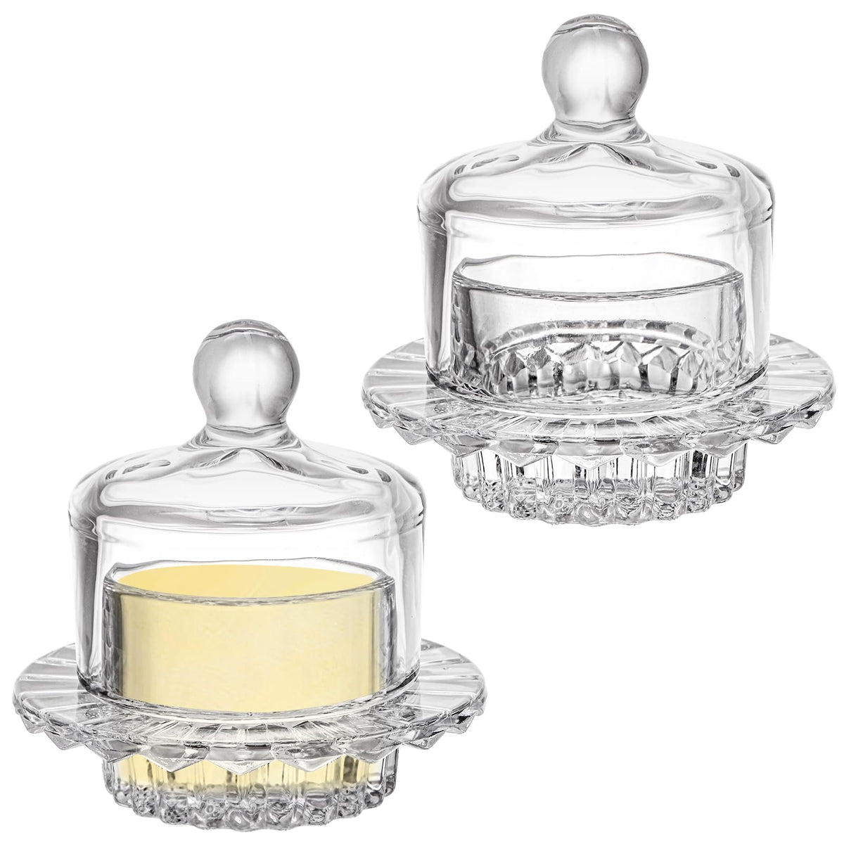 Frcctre mantequillera de cristal con domo: conserva la mantequilla fresca.
