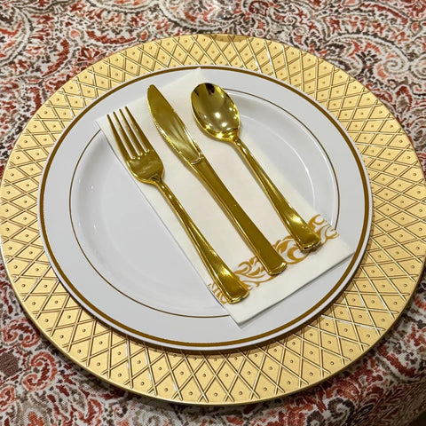 Frcctre plato cargador dorado, patrón diamante, duradero y ligero para transporte.