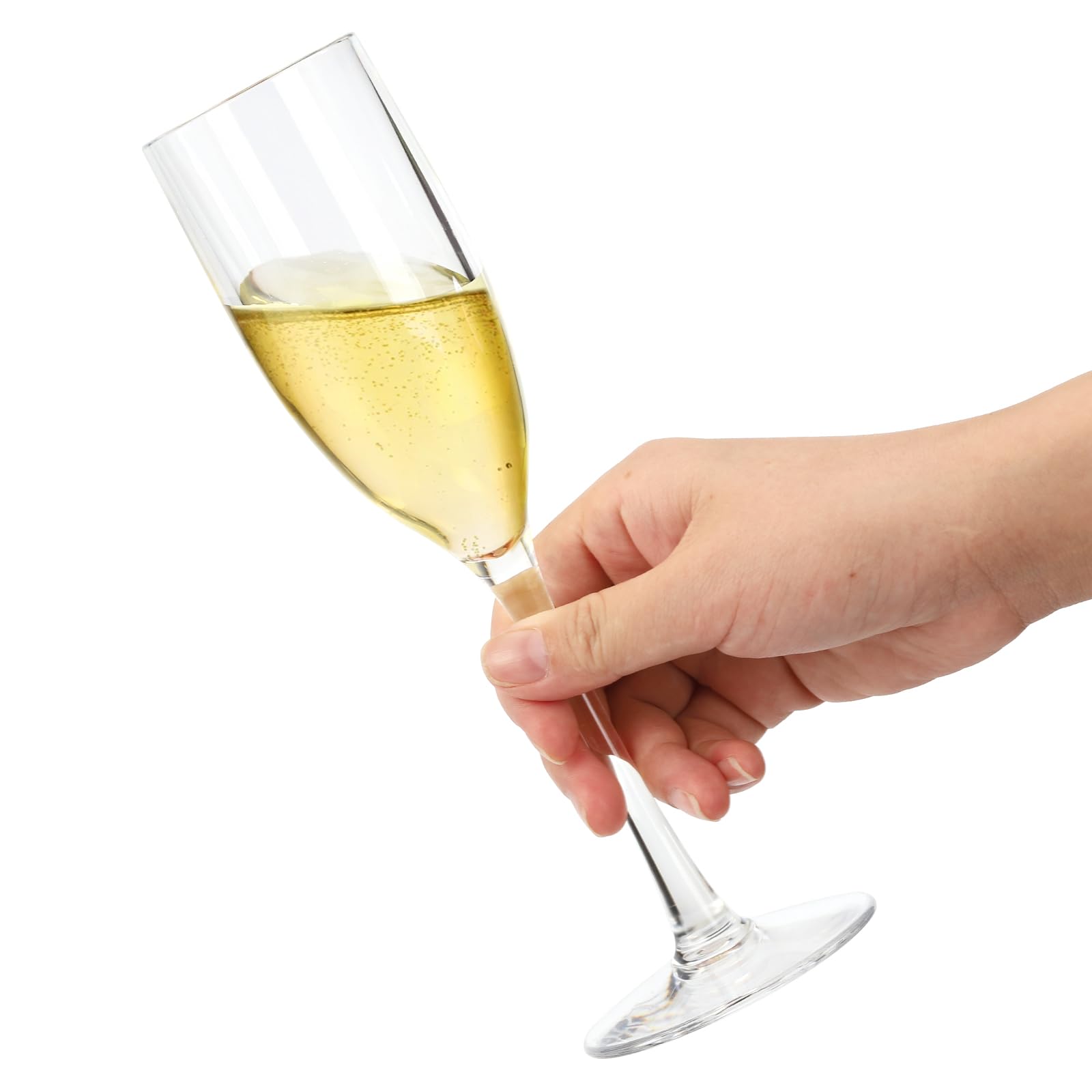 Frcctre vaso de champán acrílico transparente, resistente para uso diario.