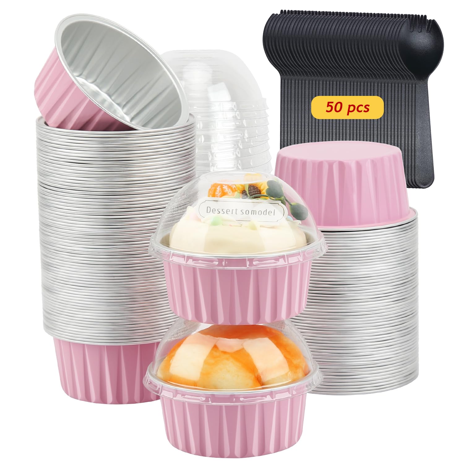Free-Air papeles para magdalenas jumbo con tapas transparentes para presentar cupcakes
