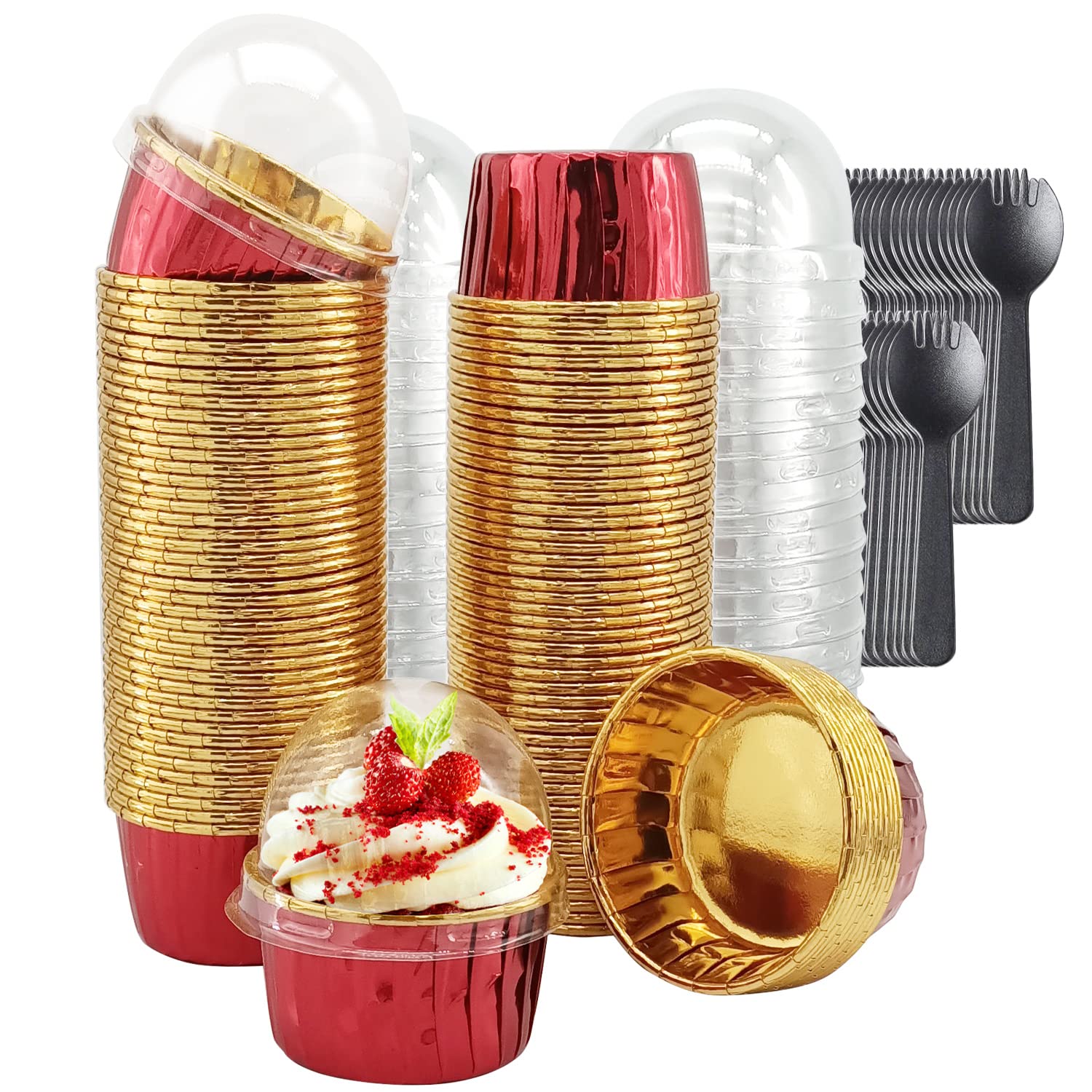 Free-Air cápsulas de cupcake de aluminio con tapa domo para 100 unidades
