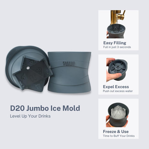 FREEZE FORMS molde-hielo D20, ideal regalo para fans de juegos y fiestas temáticas.