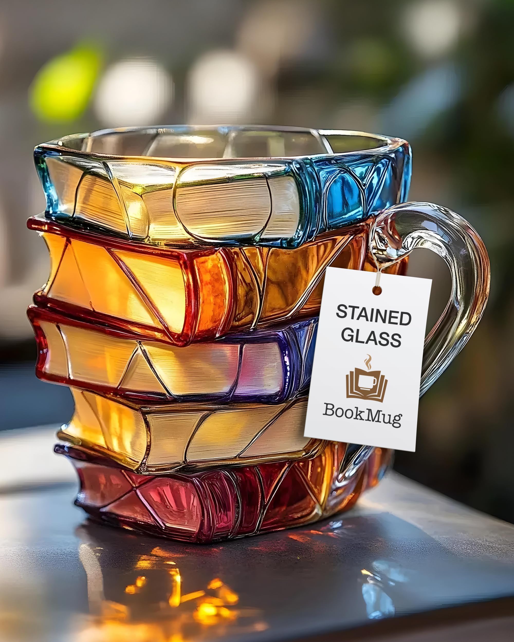 FREEZE2TRIM Taza-libros-3D apilados, ideal para café o té durante la lectura.