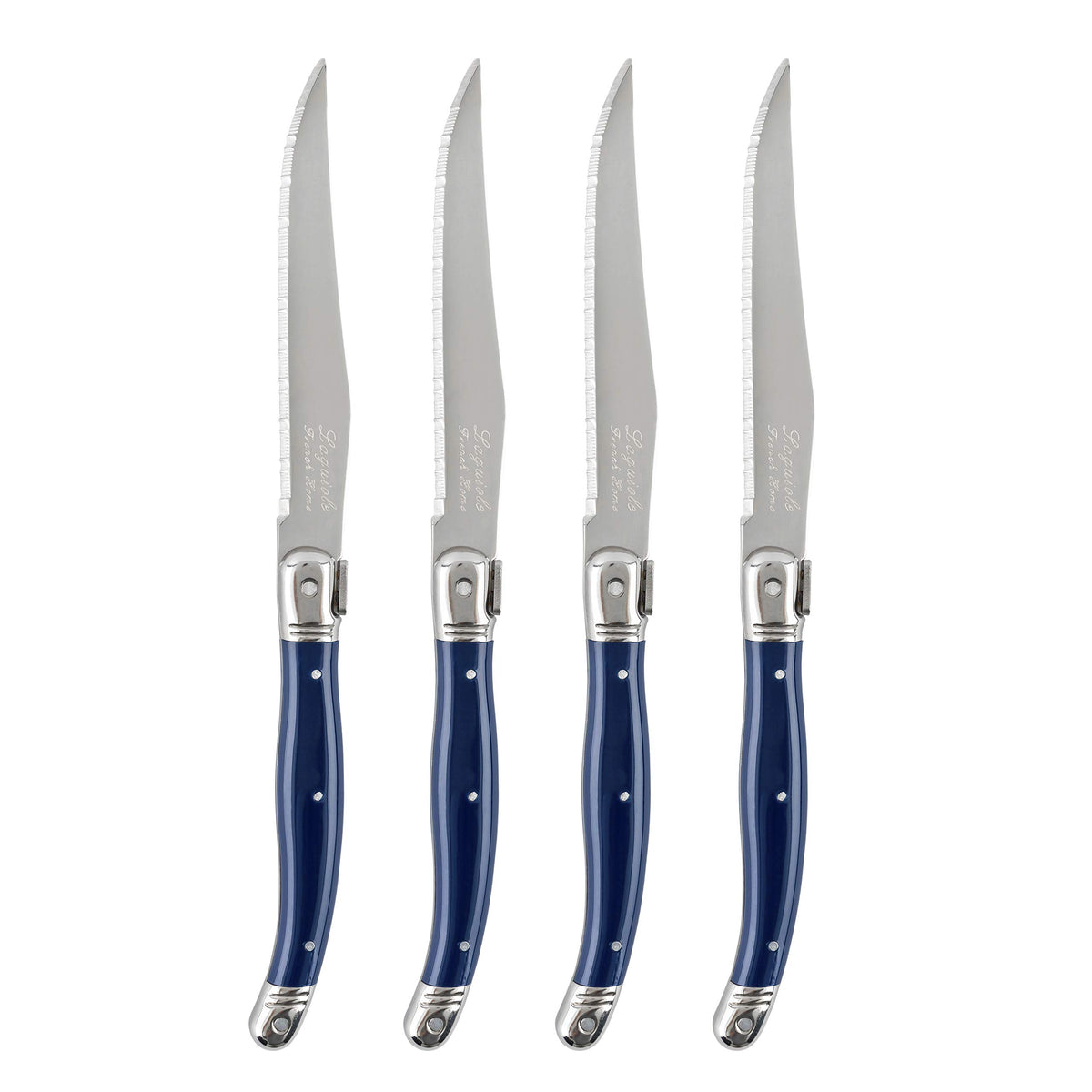 Cuchillos filete Laguiole de French Home con filo serrado para cortes suaves.