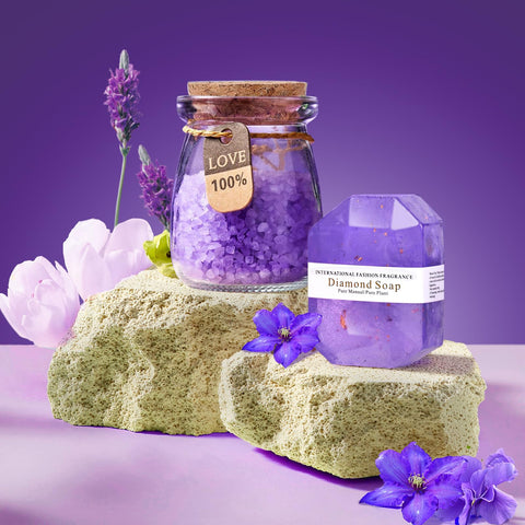 Frerdui jabón diamante lavanda, exfolia suavemente y suaviza la piel.