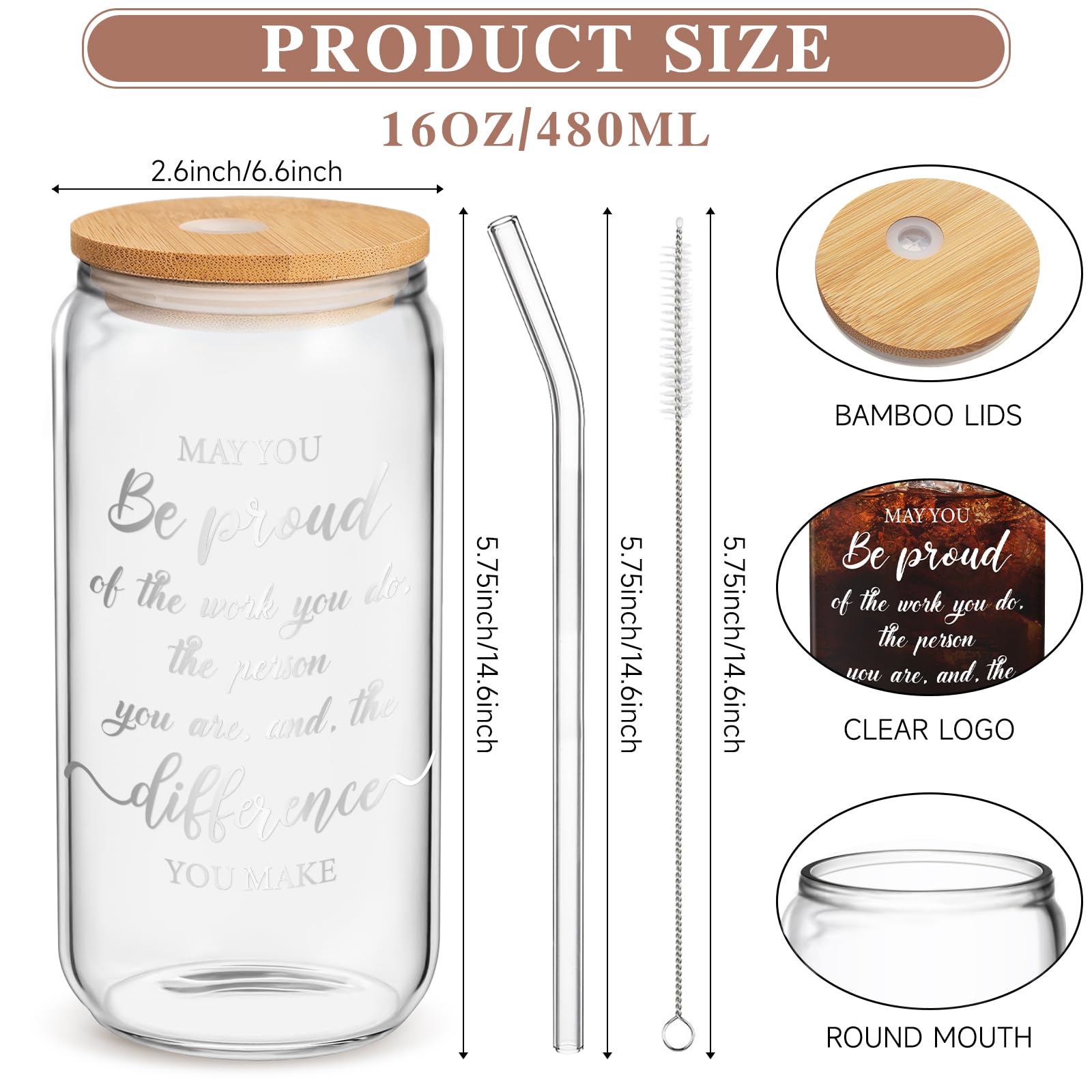 Frerdui regalo para empleados: vaso de vidrio elegante para oficina.