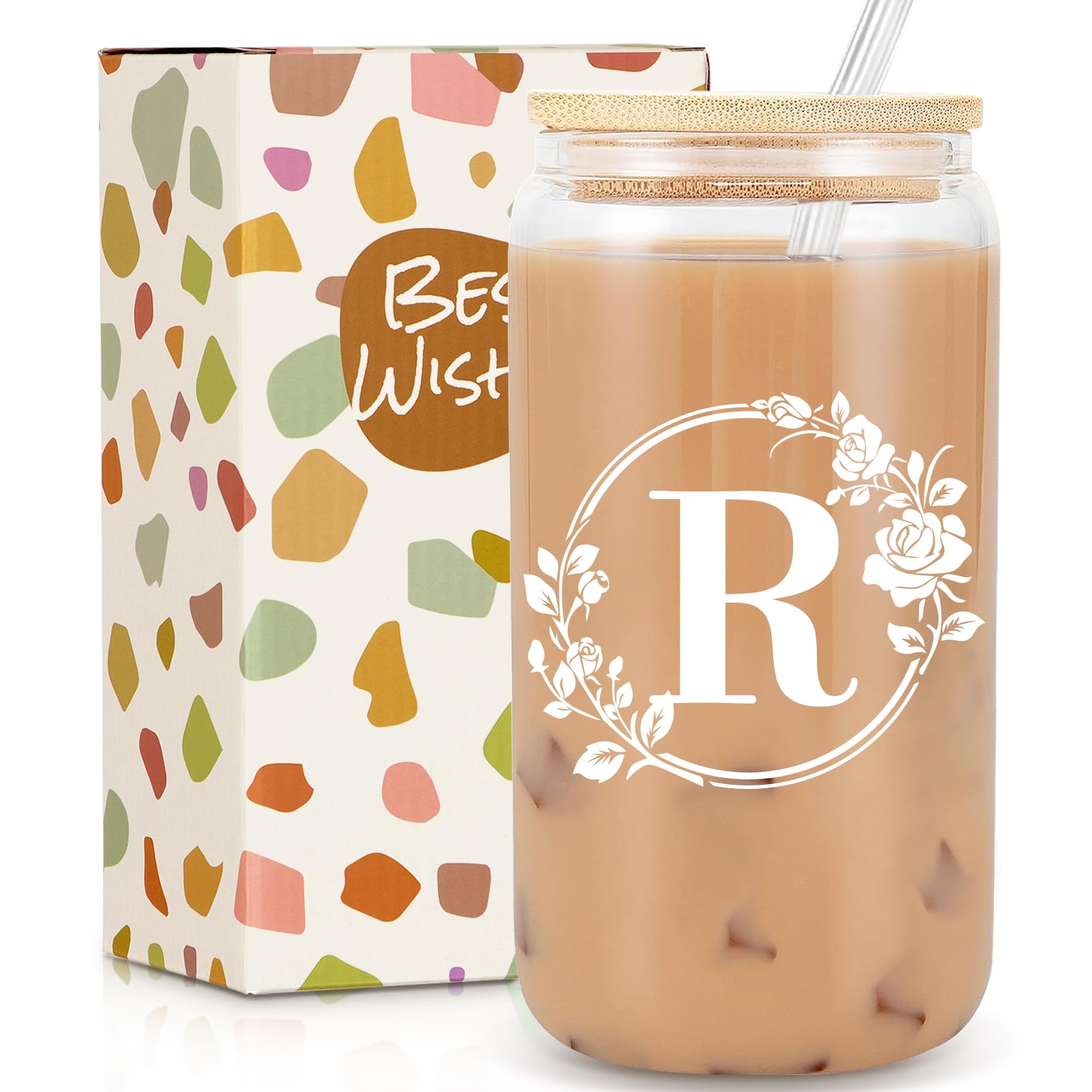 Frerdui: taza de vidrio 16oz con tapa y pajilla para bebidas seguras.