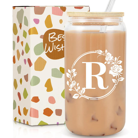 Frerdui: taza de vidrio 16oz con tapa y pajilla para bebidas seguras.