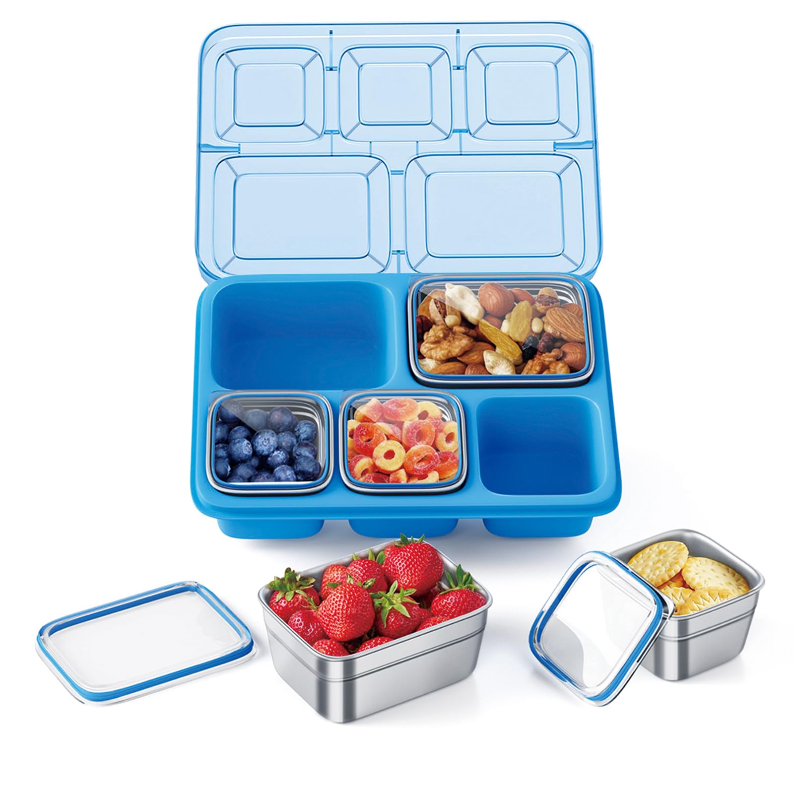 Caja bento Freshmage con 5 compartimentos para almuerzos organizados