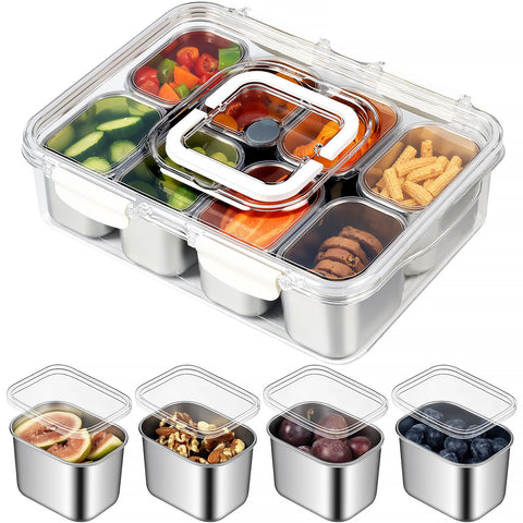 Caja Snackle de Freshmage con 8 compartimentos y tapa para organizar snacks