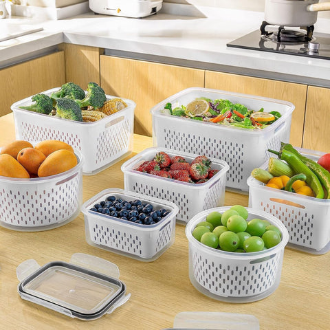 Freshmage recipientes apilados en congelador, optimizan espacio y conservan