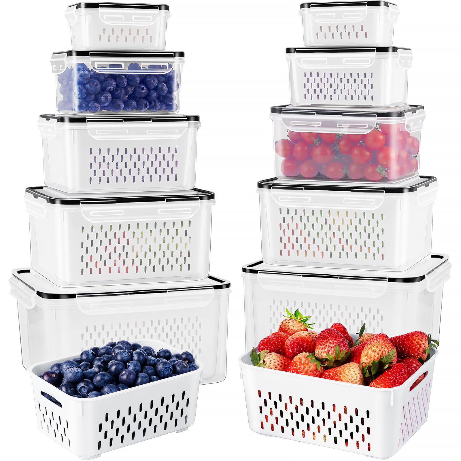 Freshmage contenedores frigorífico 6 piezas con colador desmontable para enjuagar y almacenar