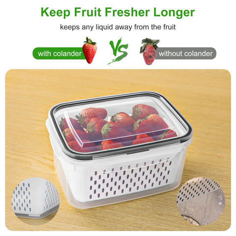 Freshmage contenedores-fruta-escurridor-integrado promueve filtrado de agua para alimentos limpios