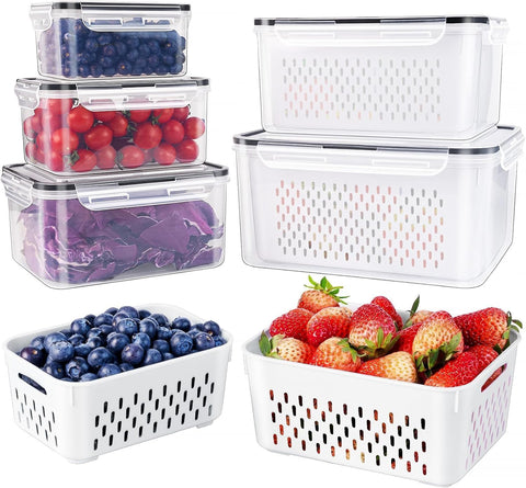 Freshmage contenedores-fruta-grande-escurridor-desmontable facilita el enjuague y mantiene la frescura