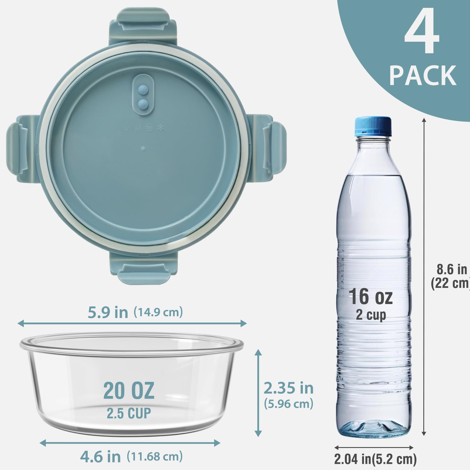 Conjunto Freshmage de 4 contenedores para preparar y almacenar comidas.