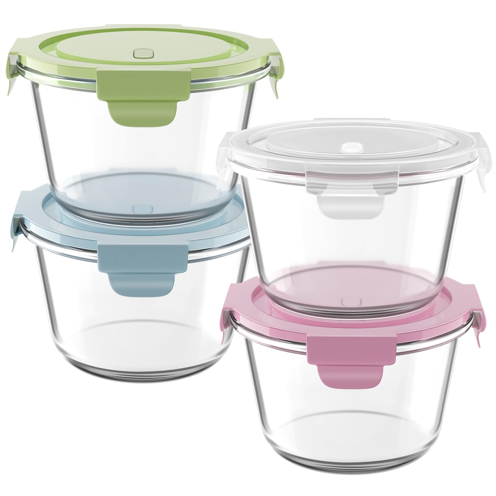 Freshmage juego de 4 contenedores 2 tazas para preparación de comidas y porciones.