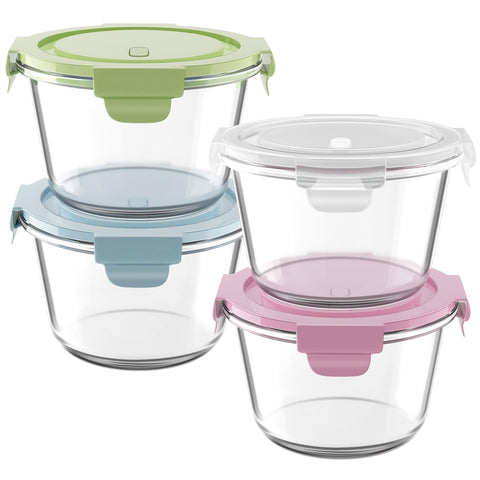 Freshmage juego de 4 contenedores 2 tazas para preparación de comidas y porciones.