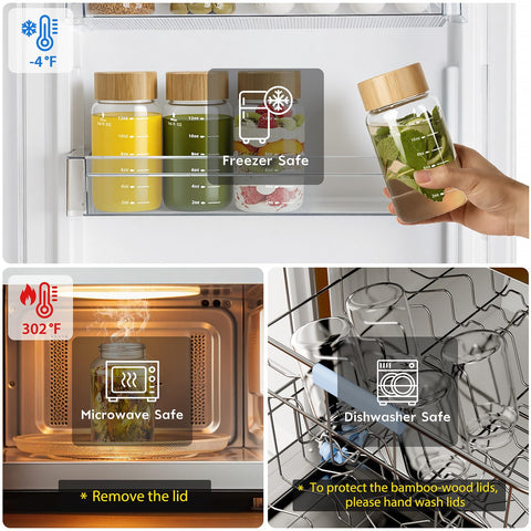 Freshmage limpieza rápida en vidrio; lavavajillas apta, lavado a mano recomendado para tapas.