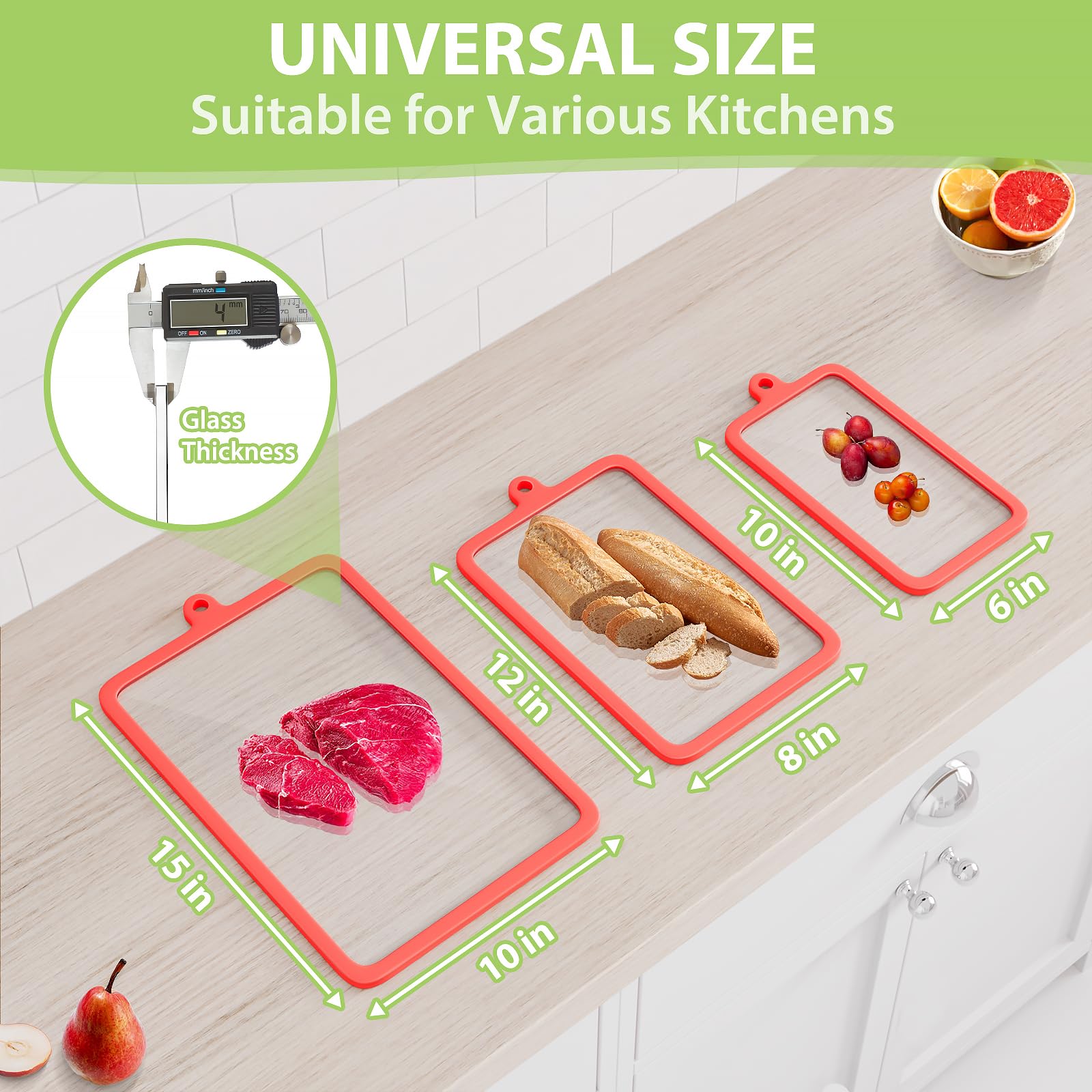 Freshmage tabla corte vidrio 12x8, ideal para picar verduras diarias.