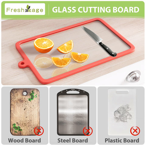 Freshmage tabla corte vidrio 15x10, perfecta para cortar y servir grandes porciones.