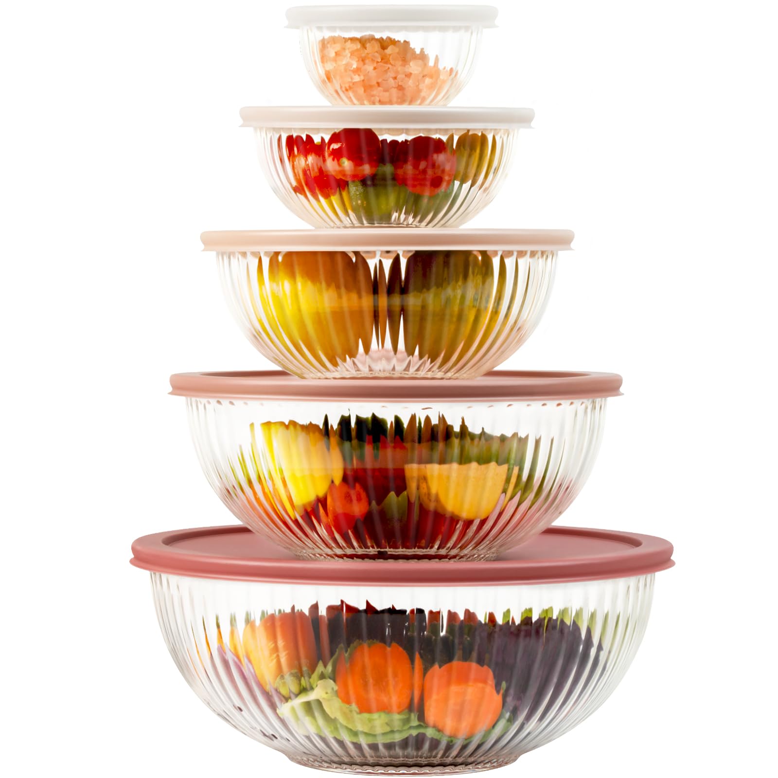 Freshmage tazones de vidrio con tapas 0.2 qt, ideales para porciones pequeñas.