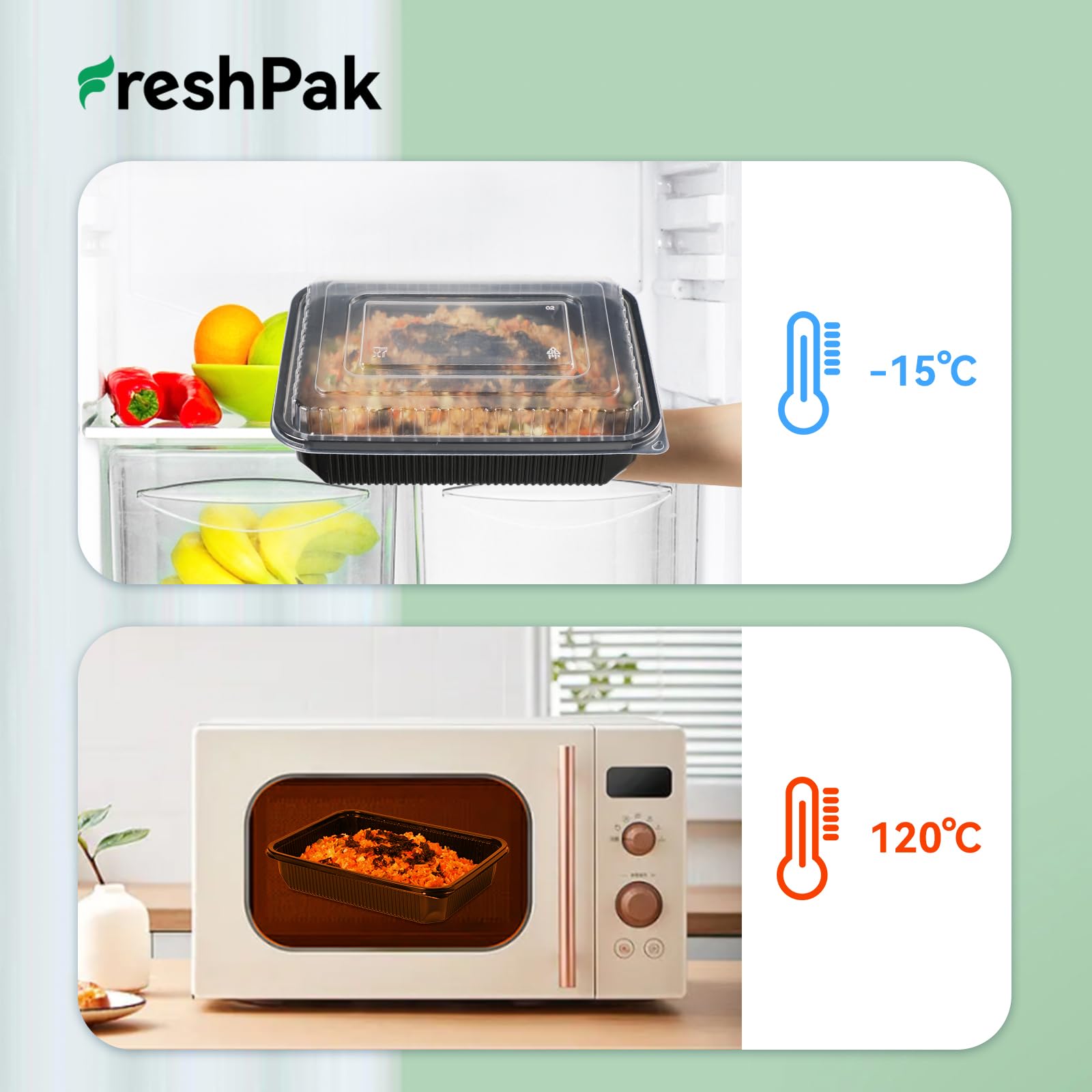 FRESHPAK diseño apilable ahorra espacio en almacenamiento y transporte