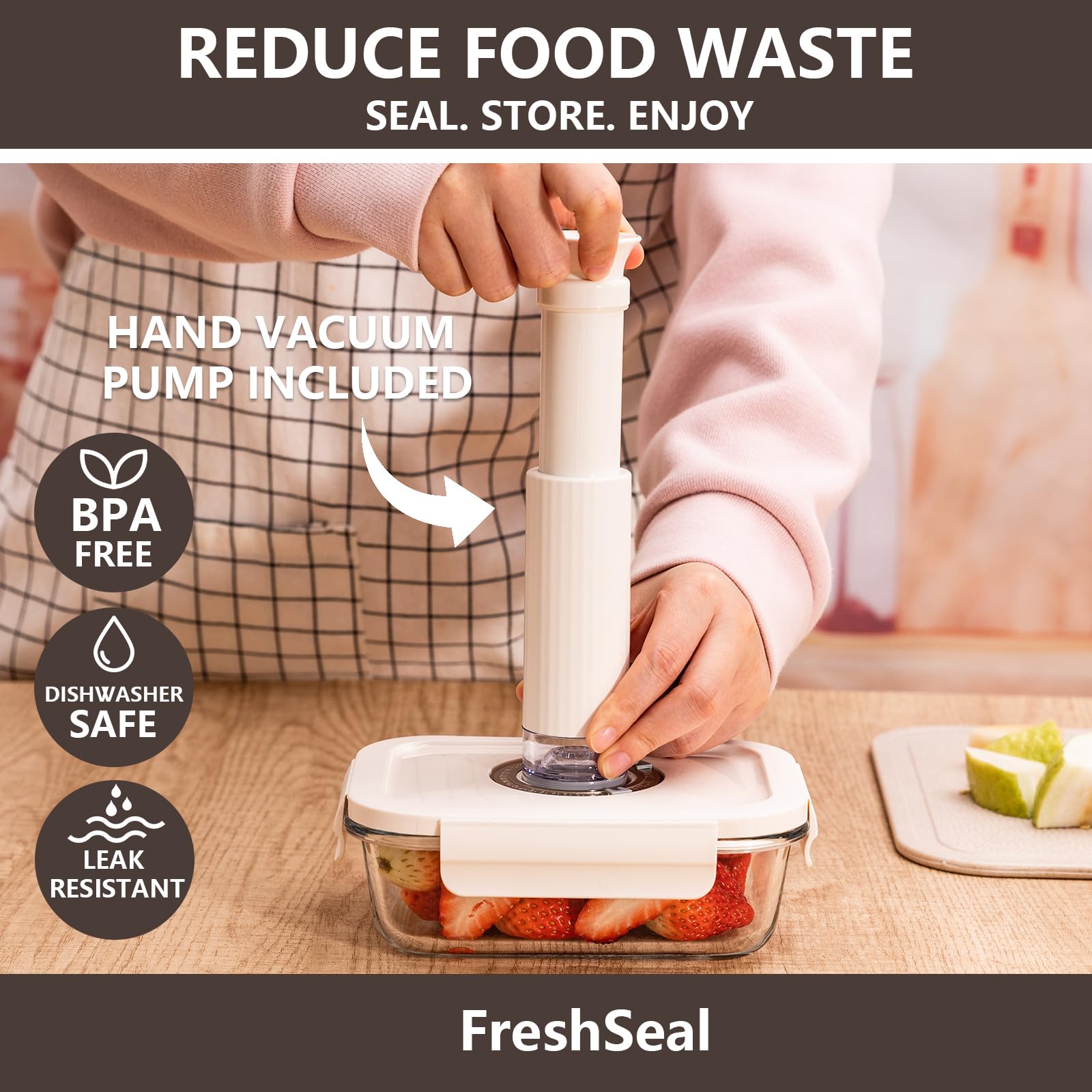 Bomba manual FreshSeal para sellado al vacío fácilmente y reducir desperdicios