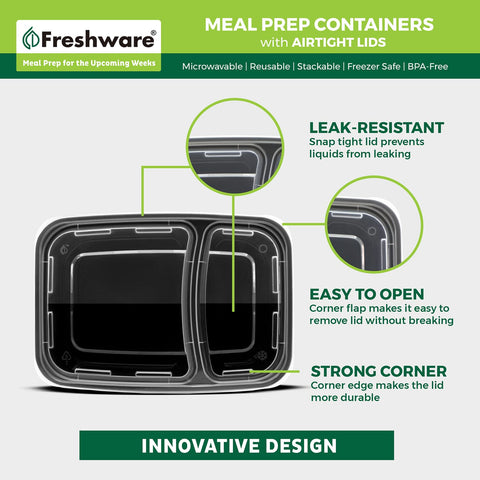 Contenedores Freshware aptos para microondas para calentar rápidamente.