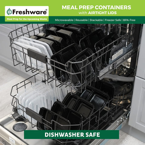 Diseño apilable Freshware para ahorro de espacio en la cocina.