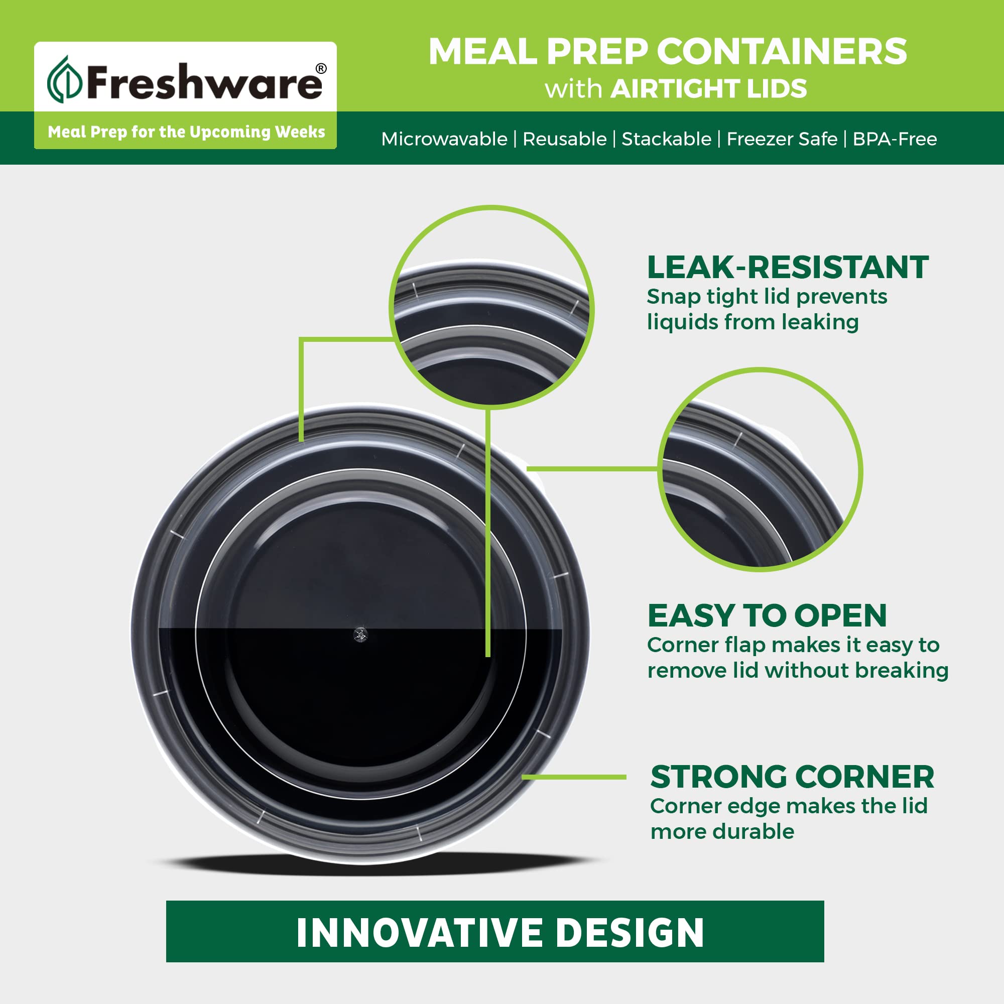 Freshware libre de bisfenol A para almacenamiento seguro de alimentos