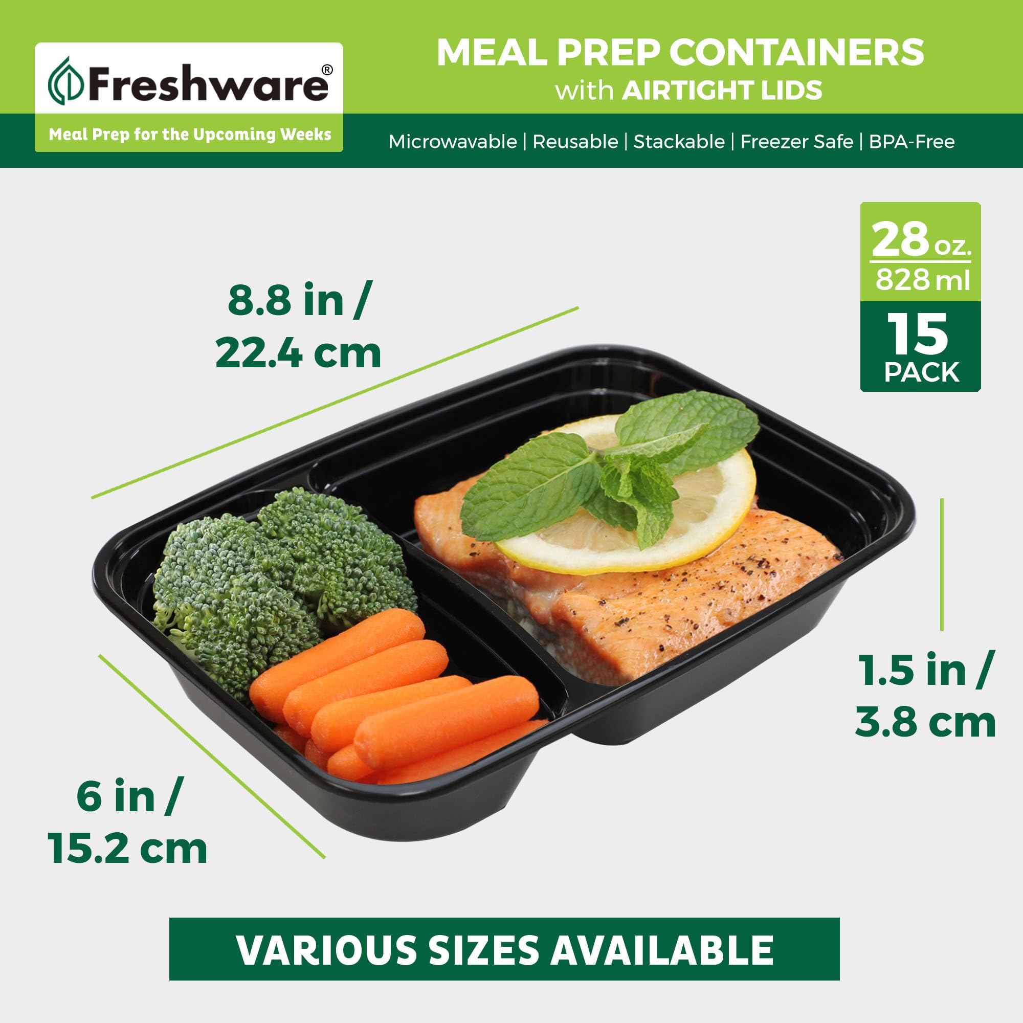 Freshware recipientes aptos para microondas, lavavajillas y congelador para comodidad.