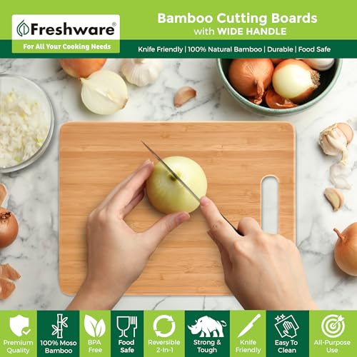 Freshware tablas bambú set3 mediana con vegetales lista para uso