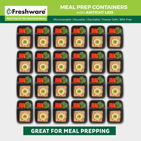 Tapas herméticas Freshware para evitar derrames y mantener la frescura.