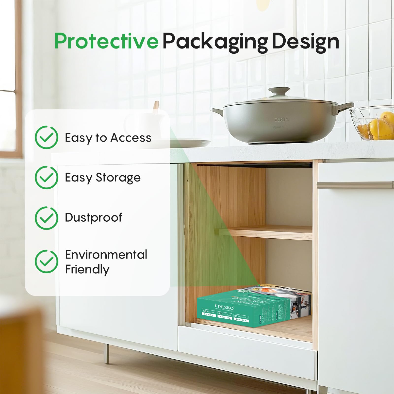 Bolsas FRESKO precortadas 6x10 para porciones individuales fáciles.
