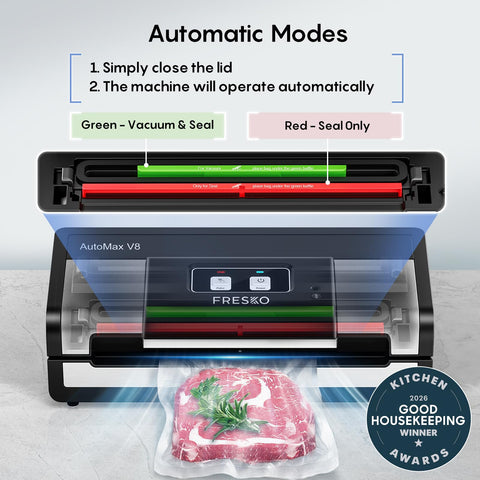 fresko sellador automático 95kPa, vista lateral, control de sellado rápido para bolsos.