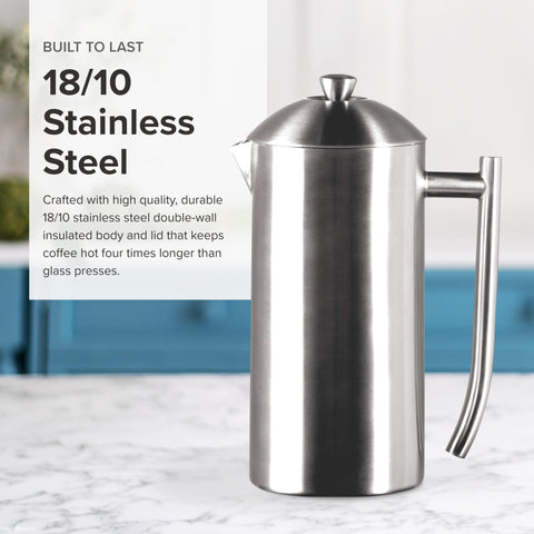 Frieling Prensa de café para camping y viaje, ideal para uso al aire libre.