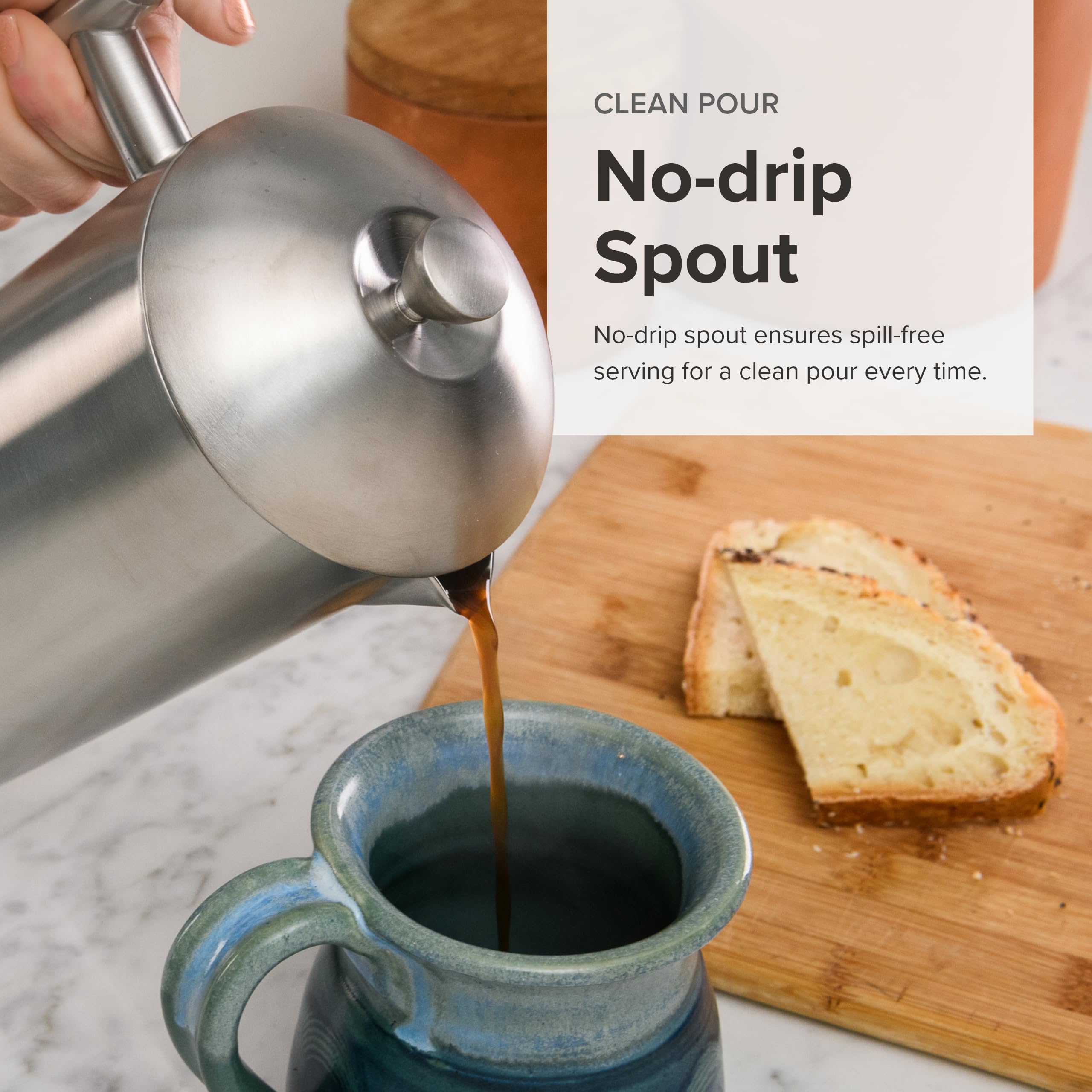 Frieling Prensa Francesa: acabado cepillado de acero inoxidable