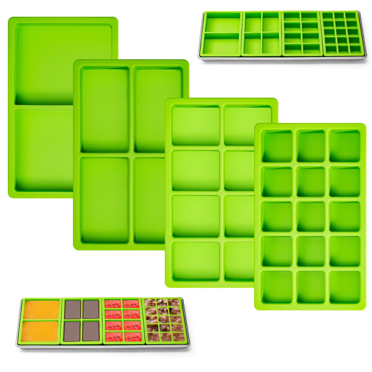 Friheten divisores de bandeja silicona verde para Harvest Right, distribución uniforme de porciones.