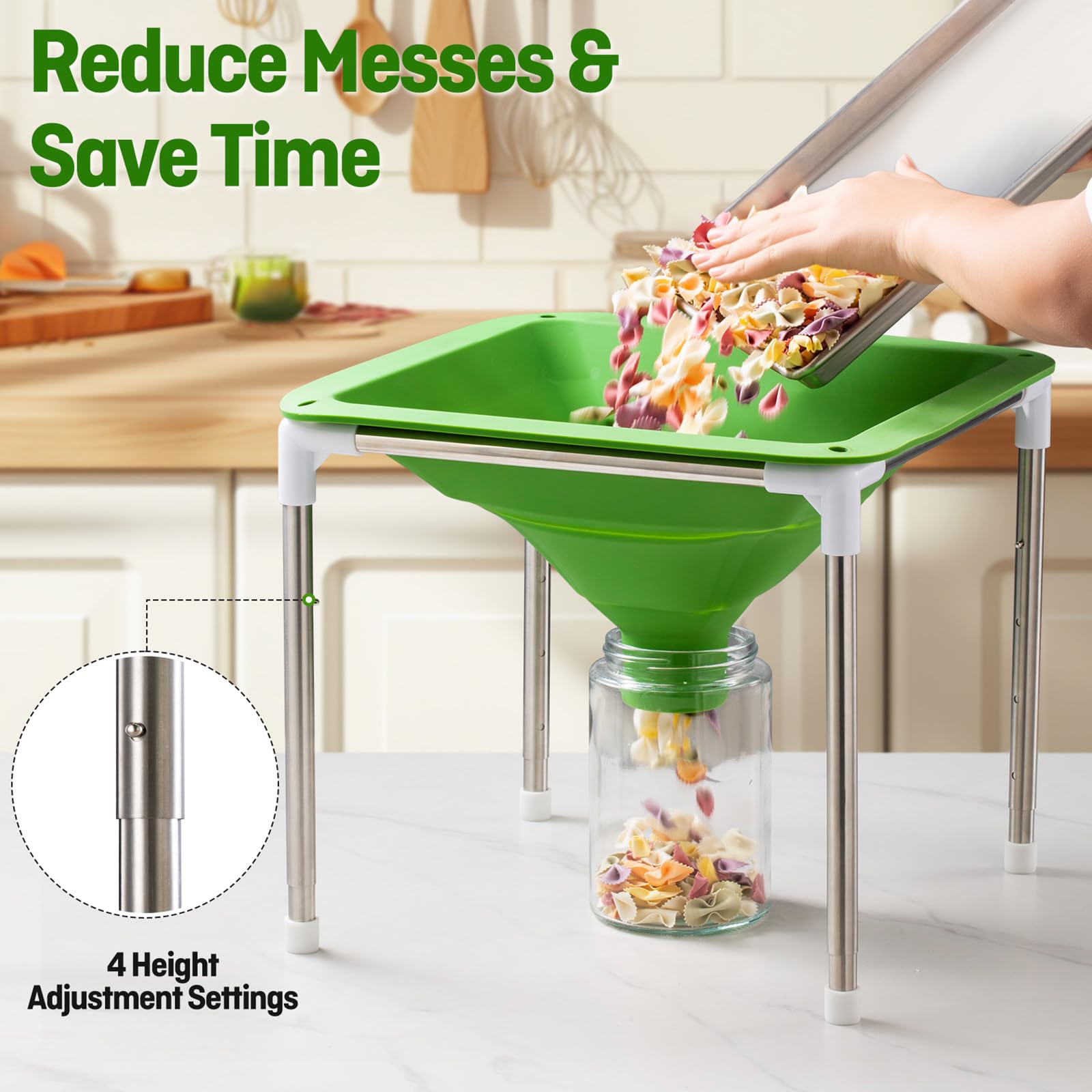 Friheten embudo silicona con soporte plegable para almacenamiento cómodo